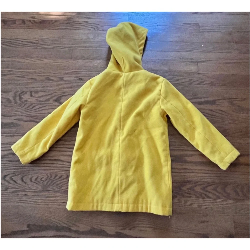 Rowing Blazers Kids Yellow Fleece Duffle Pea Coat Toggle Hooded Jacket XS 4/5